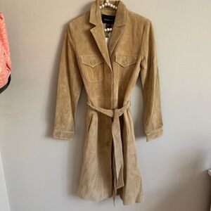 moda international amazing brown suede trench coat